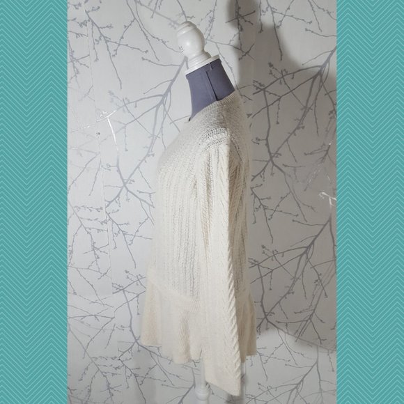 Tahari Ivory Cable Knit Fisherman Tiered Sweater Tunic - Picture 3 of 5